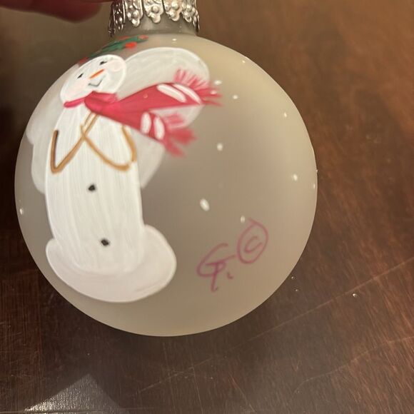 Hand painted snowman angel ornament - Picture 2 of 3